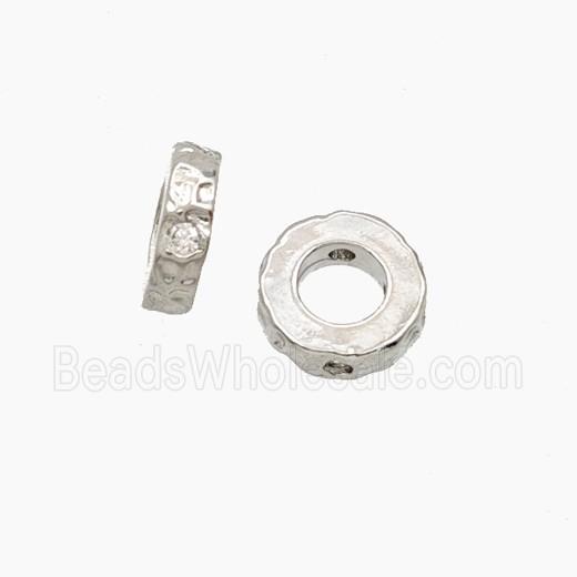 Copper Rings Beads Pave Zirconia Platinum Plated