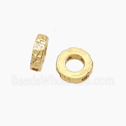 Copper Rings Beads Pave Zirconia Gold Plated
