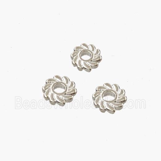 Copper Flower Spacer Beads Platinum Plated