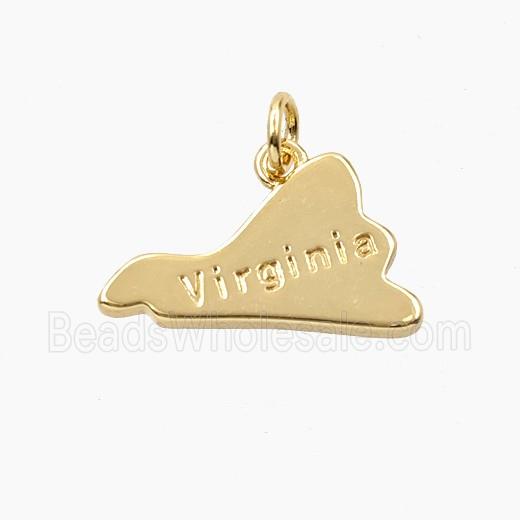 Copper Virginia Maps Pendant Gold Plated