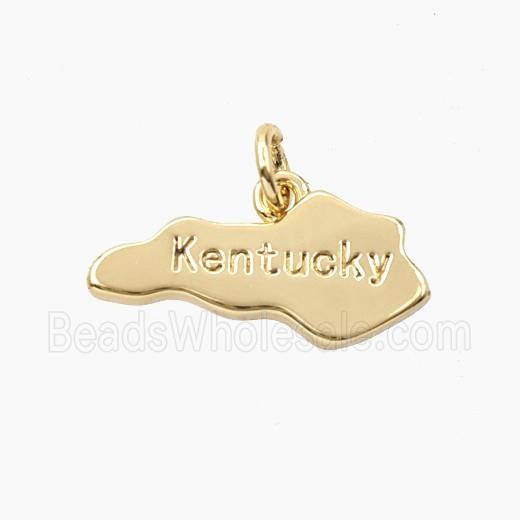 Copper Maps Of Kentucky Pendant Gold Plated