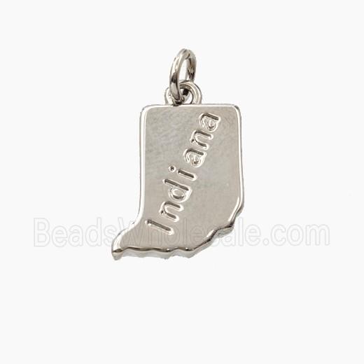 Copper Maps Of Indiana Pendant Platinum Plated