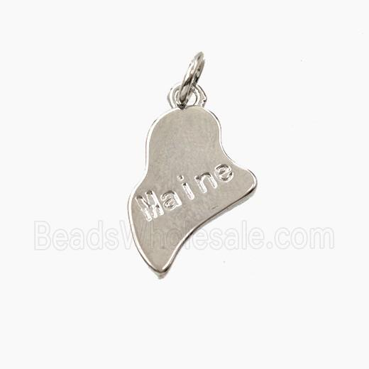 Copper Maps Of Maine Pendant Platinum Plated