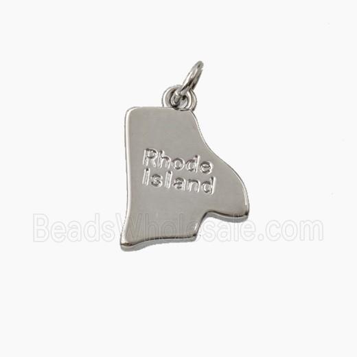 Copper Maps Of Rhode Island Pendant Platinum Plated