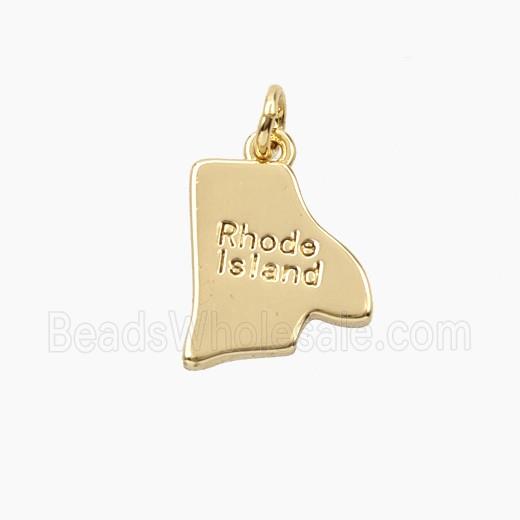 Copper Maps Of Rhode Island Pendant Gold Plated