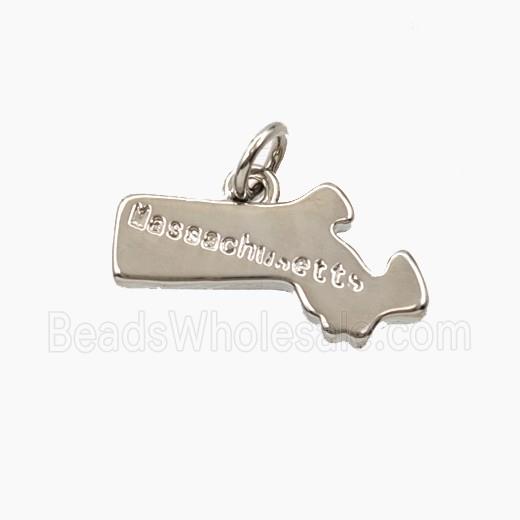 Copper Maps Of Massachusetts Pendant Platinum Plated