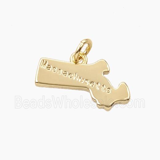 Copper Maps Of Massachusetts Pendant Gold Plated