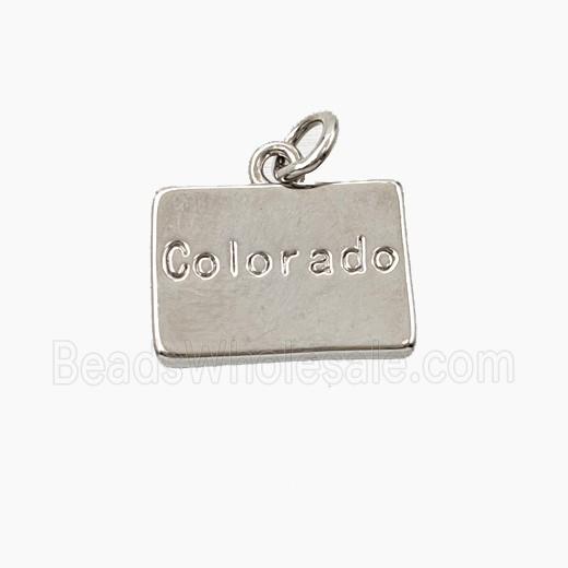 Copper Maps Of Colorado Pendant Platinum Plated