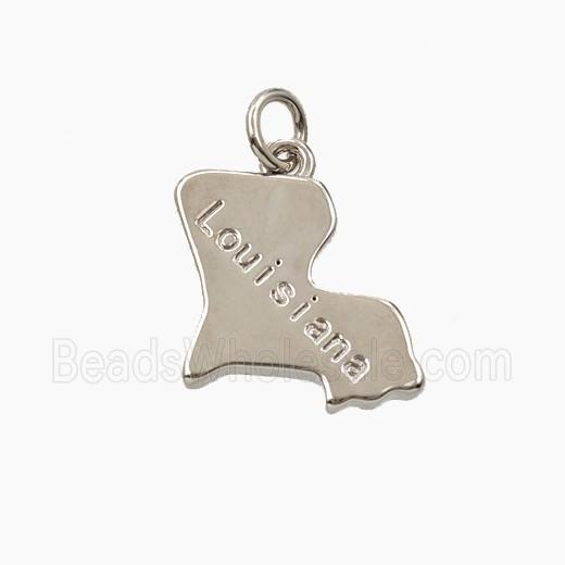 Copper Maps Of Louisiana Pendant Platinum Plated