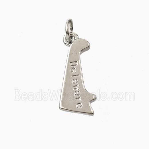 Copper Maps Of Delaware Pendant Platinum Plated