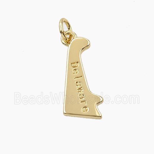 Copper Maps Of Delaware Pendant Gold Plated