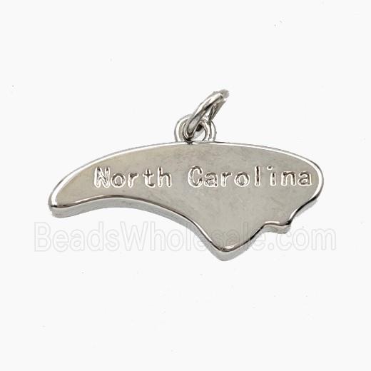 Copper Maps Of North Carolina Pendant Platinum Plated