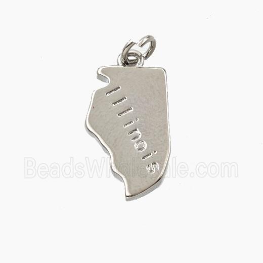 Copper Maps Of illinois Pendant Platinum Plated