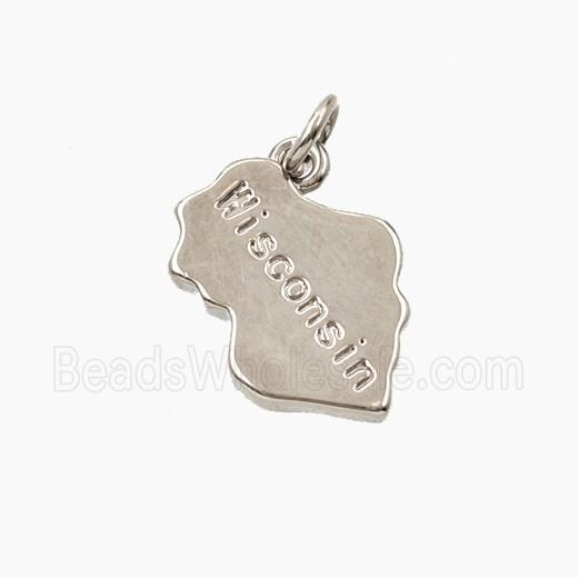 Copper Maps Of Wisconsin Pendant Platinum Plated