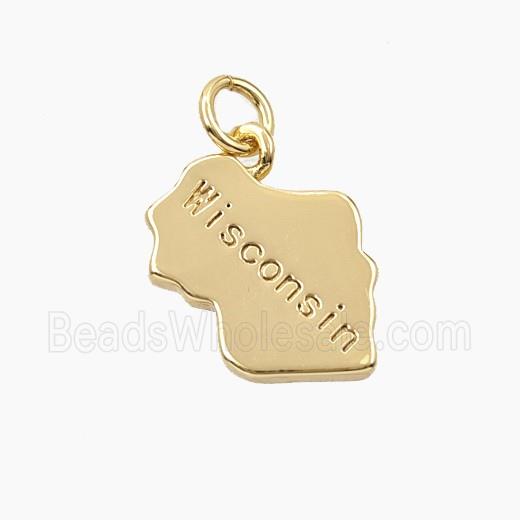 Copper Maps Of Wisconsin Pendant Gold Plated