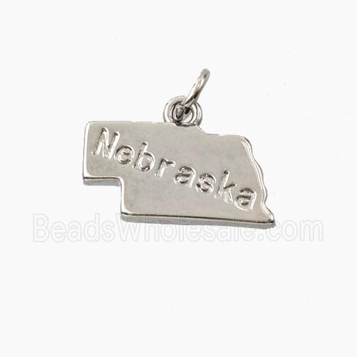 Copper Maps Of Nebraska Pendant Platinum Plated