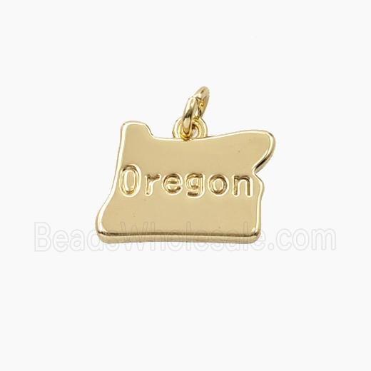 Copper Maps Of Oregon Pendant Gold Plated