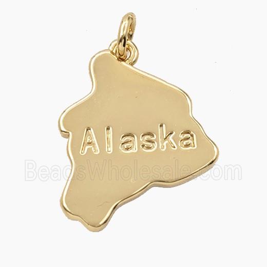 Copper Maps Of Alaska Pendant Gold Plated