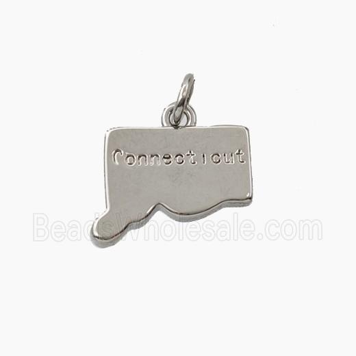 Copper Maps Of Connecticut Pendant Platinum Plated
