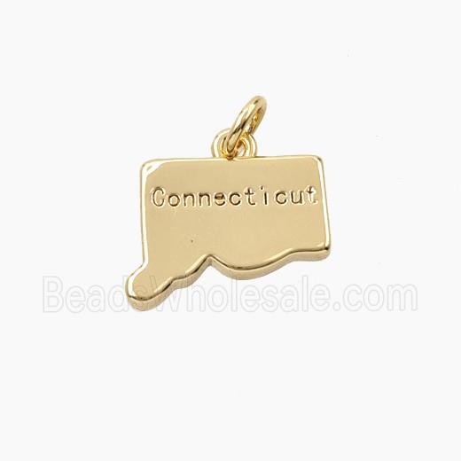 Copper Maps Of Connecticut Pendant Gold Plated