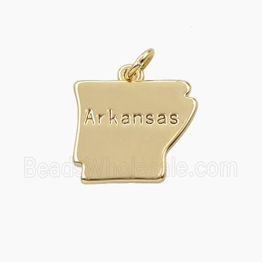 Copper Maps Of Arkansas Pendant Gold Plated