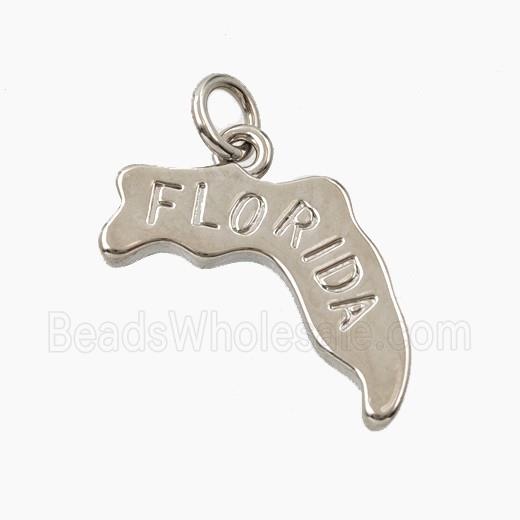 Copper Maps Of Florida Pendant Platinum Plated