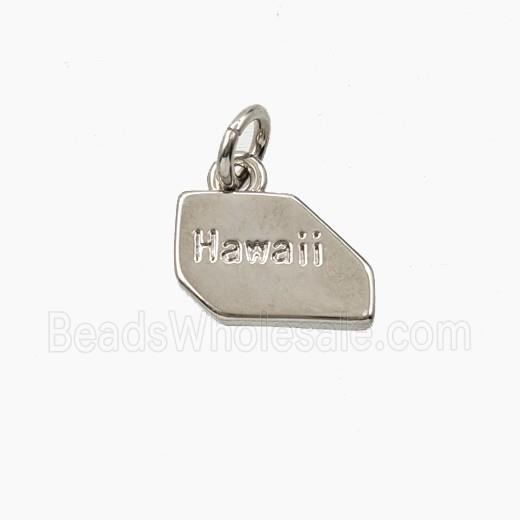 Copper Maps Of Hawaii Pendant Platinum Plated
