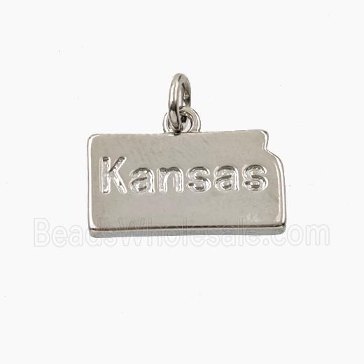Copper Maps Of Kansas Pendant Platinum Plated