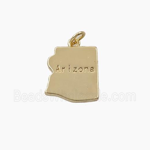 Copper Maps Of Arizona Pendant Gold Plated