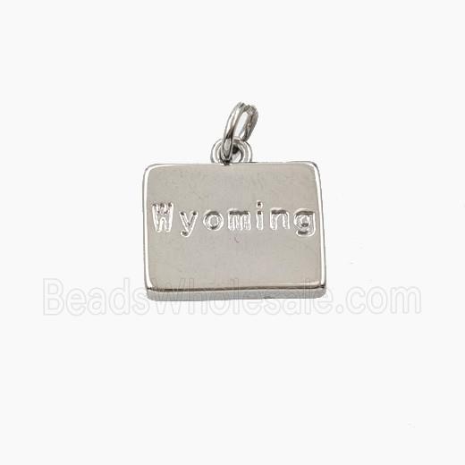Copper Maps Of Wyoming Pendant Platinum Plated