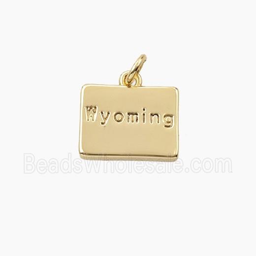 Copper Maps Of Wyoming Pendant Gold Plated