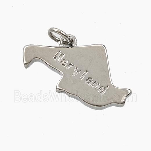 Copper Maps Of Maryland Pendant Platinum Plated