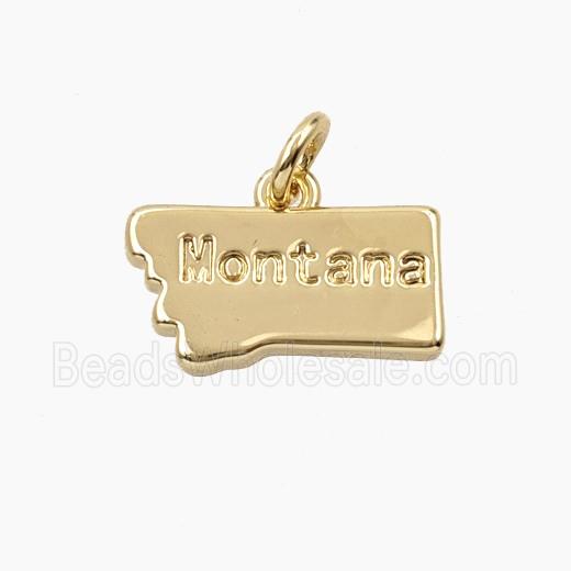 Copper Maps Of Montana Pendant Gold Plated
