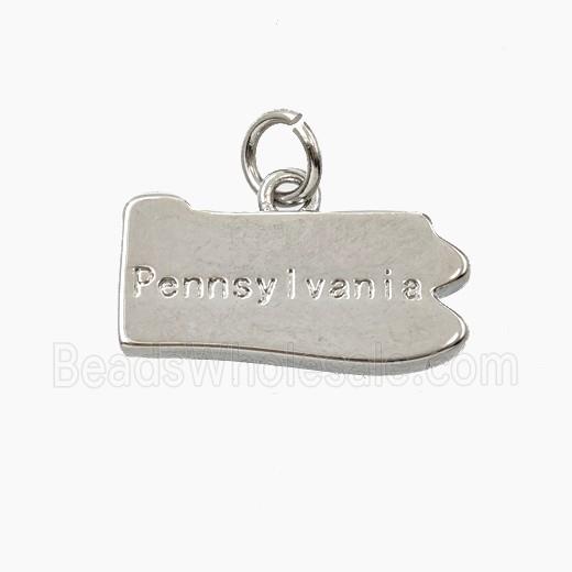 Copper Maps Of Pennsylvania Pendant Platinum Plated