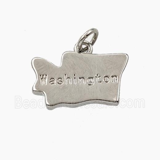Copper Maps Of Washington Pendant Platinum Plated
