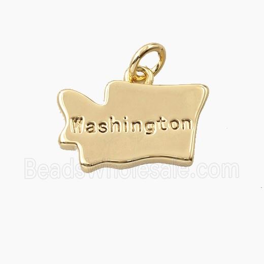 Copper Maps Of Washington Pendant Gold Plated