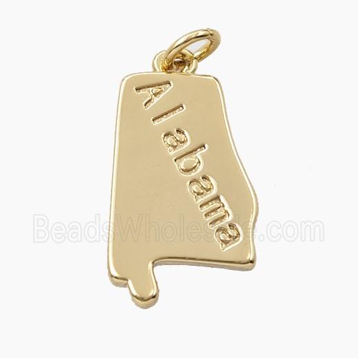 Copper Maps Of Alabama Pendant Gold Plated