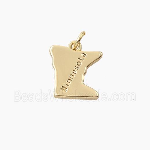 Copper Maps Of Minnesota Pendant Gold Plated