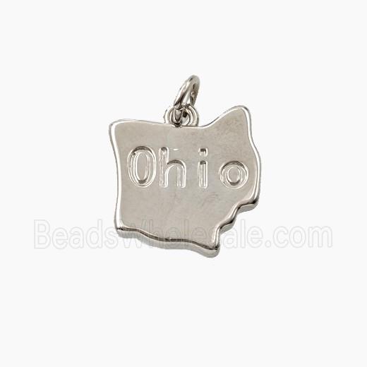 Copper Maps Of Ohio Pendant Platinum Plated
