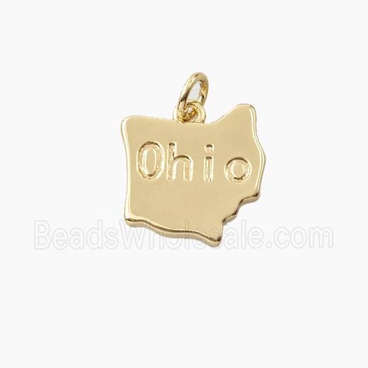 Copper Maps Of Ohio Pendant Gold Plated
