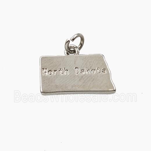 Copper Maps Of North Dakota Pendant Platinum Plated