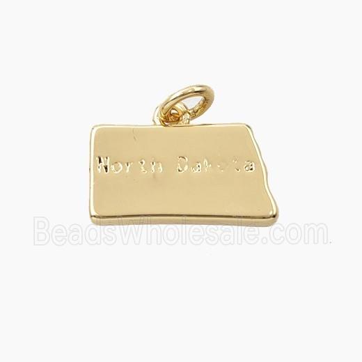 Copper Maps Of North Dakota Pendant Gold Plated