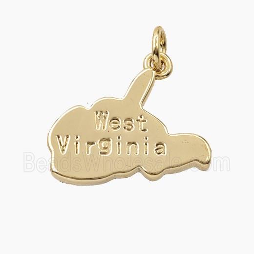 Copper Maps Of West Virginia Pendant Gold Plated