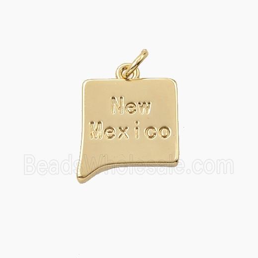 Copper Maps Of New Mexico Pendant Gold Plated