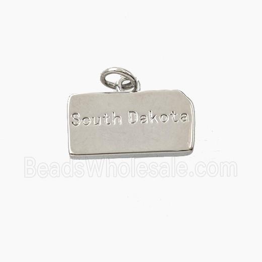 Copper Maps Of South Dakota Pendant Platinum Plated