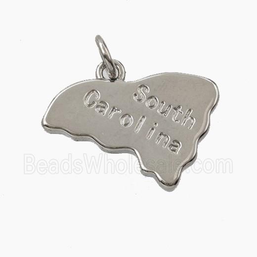 Copper Maps Of South Carolina Pendant Platinum Plated
