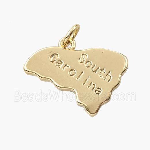 Copper Maps Of South Carolina Pendant Gold Plated