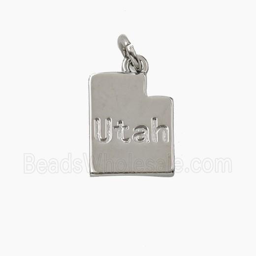 Copper Maps Of Utah Pendant Platinum Plated