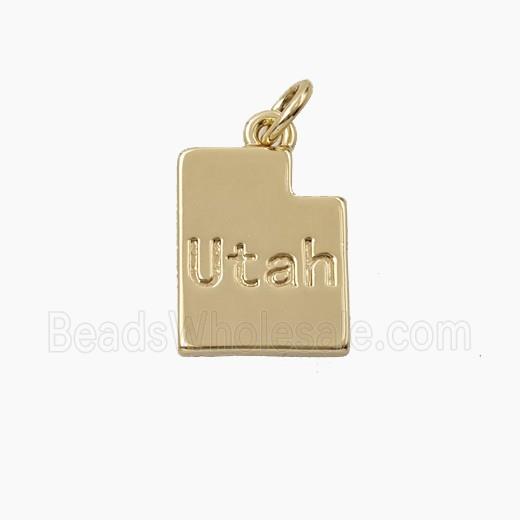 Copper Maps Of Utah Pendant Gold Plated