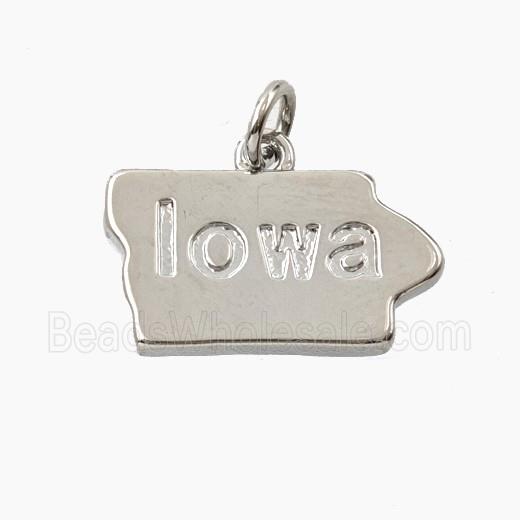 Copper Maps Of iowa Pendant Platinum Plated
